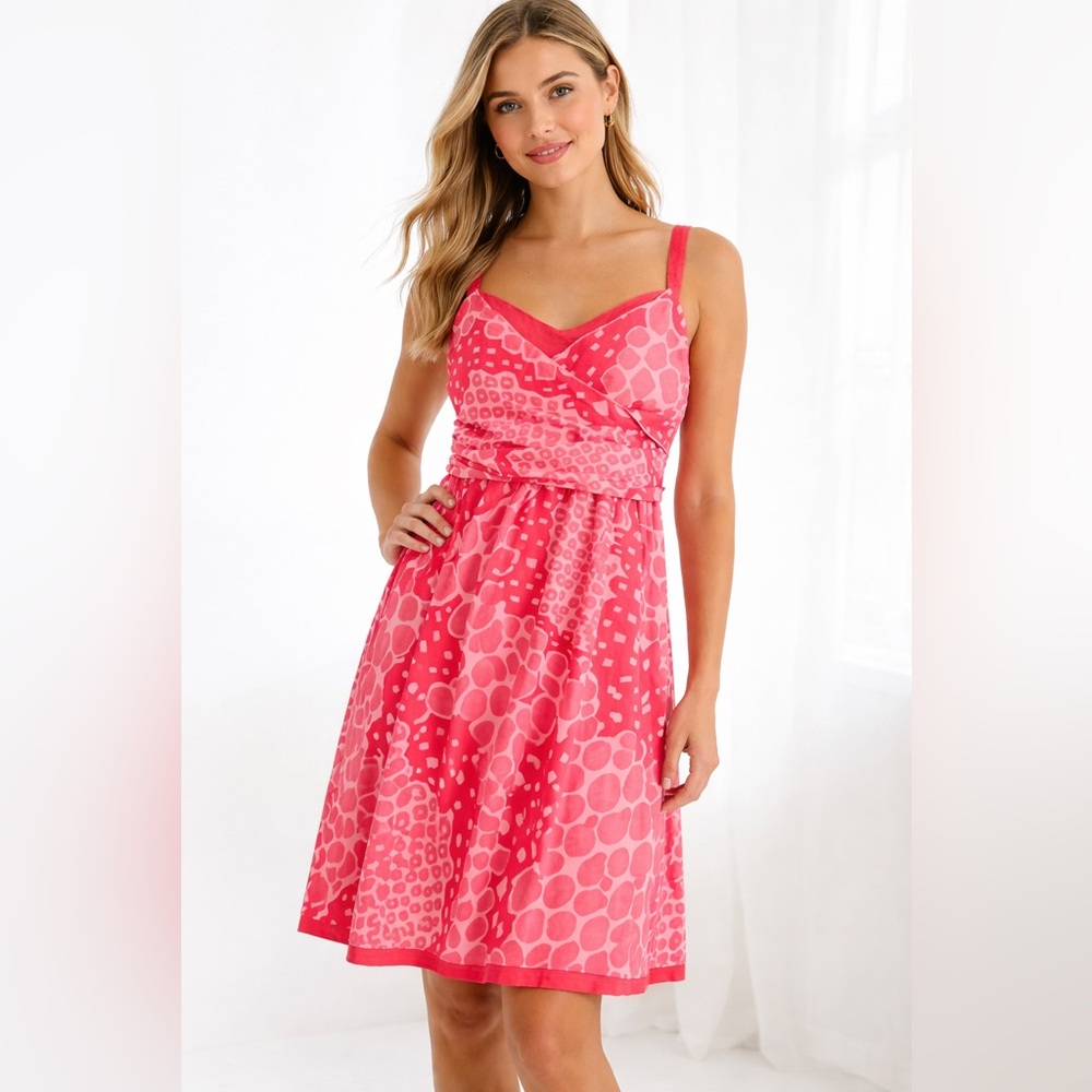Kimichi Blue Fit & Flare Babydoll Midi Sun Dress Sz 10 Coral Pink Y2K Open Back